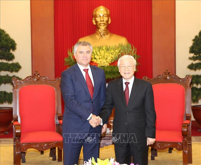 Tổng Bí thư, Chủ tịch nước Nguyễn Phú Trọng tiếp Chủ tịch Duma Quốc gia Nga V.V.Volodin